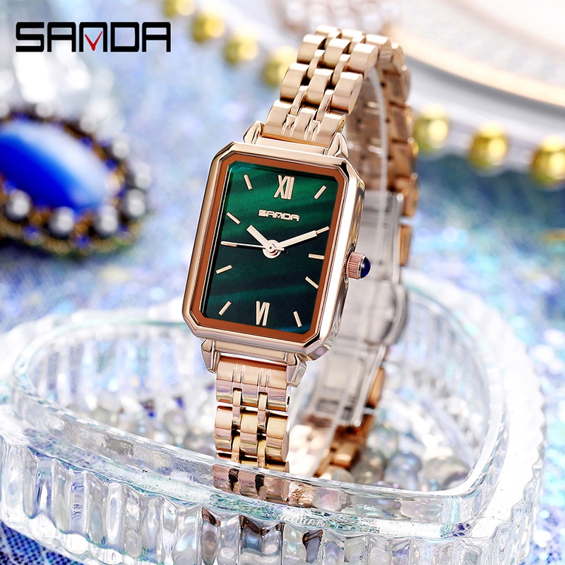 Jam Tangan Wanita A0103 Jam Tangan Gelang Baja Hijau Malachite