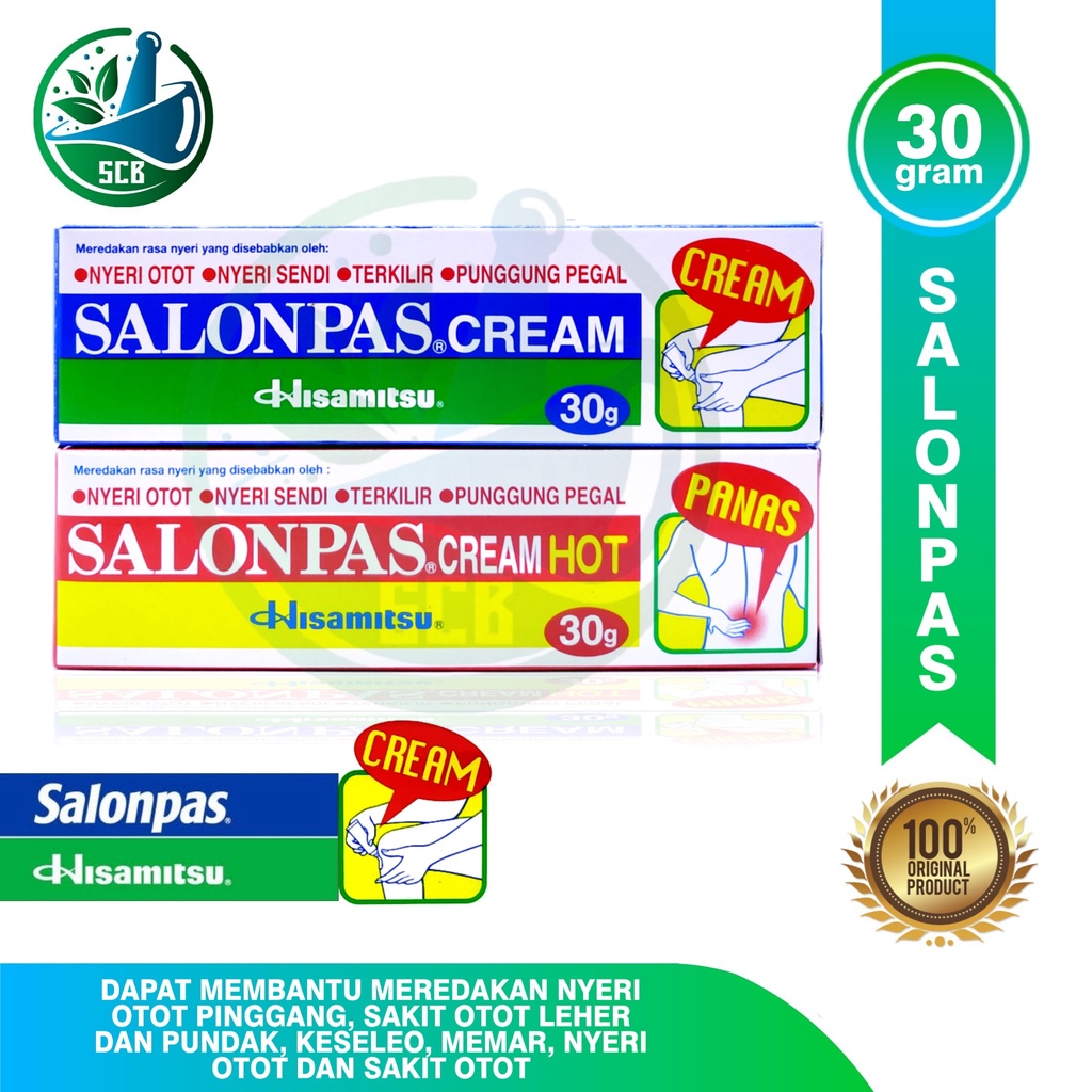Salonpas Cream 30gram - Krim Pereda nyeri Otot, Nyeri Sendi,Terkilir