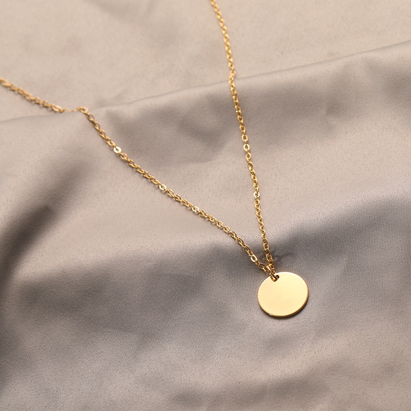 Minimalist Small Disc Very Thin Chain Personality Style Clavicle Chain Necklace