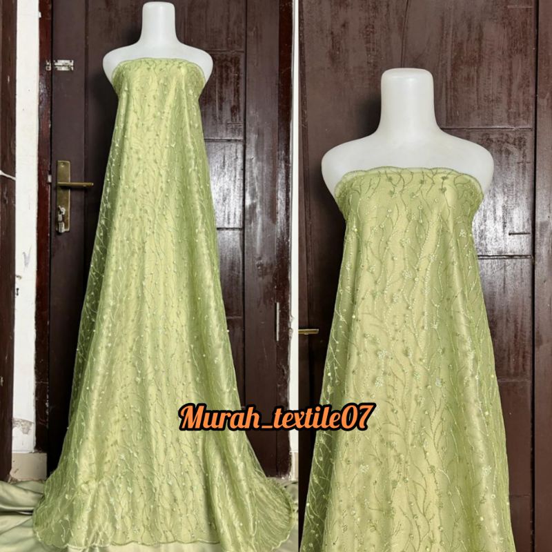 Kain Tile Akar Mutiara /bahan kebaya Tulle padi harga Persetengah meter