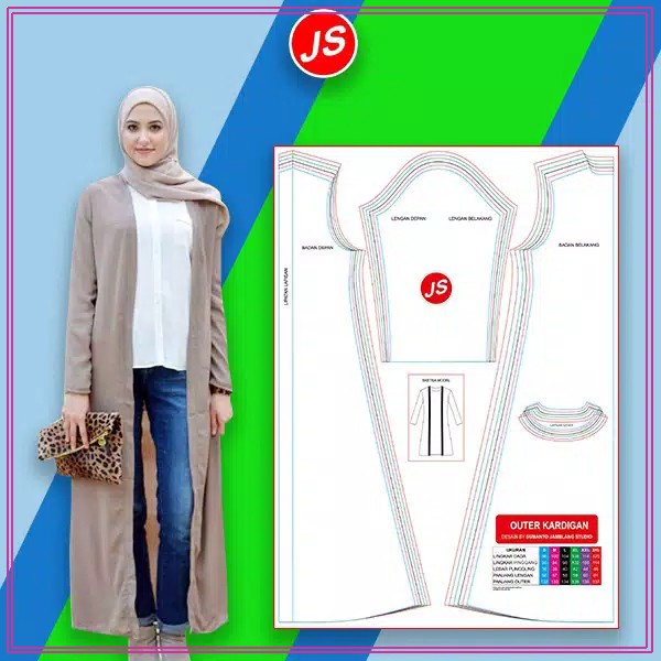 Pola Jiplak Outer Kardigan [ JP 047 ] | Rotsa.Id