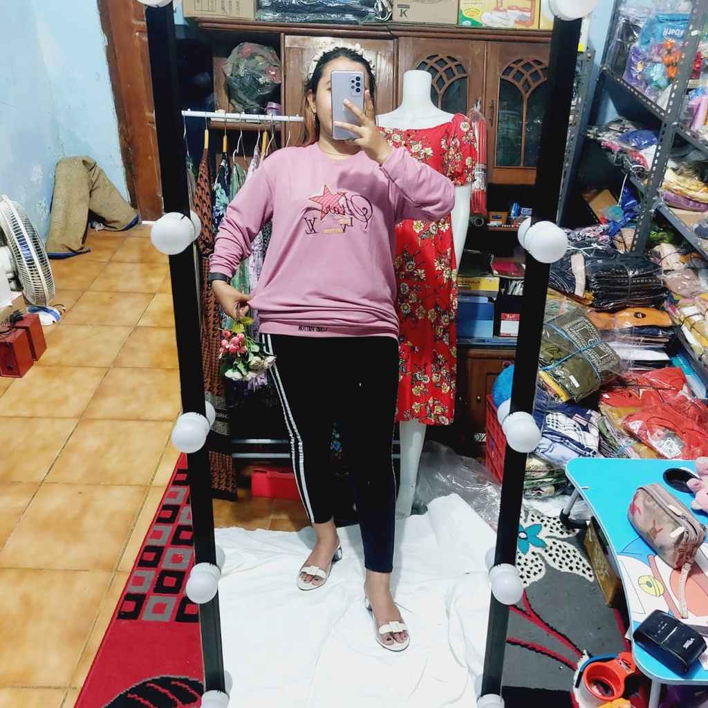 Atasan blouse babyterry /sweater bordir babyterry import pretty cute jumbo xxl