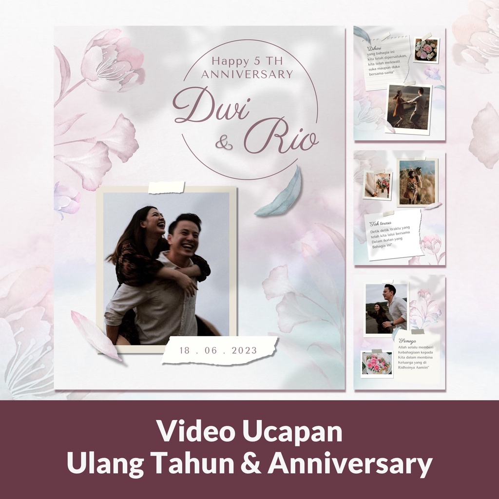 Video Ucapan Anniversary atau Ulang Tahun Premium Kekinian Template 05