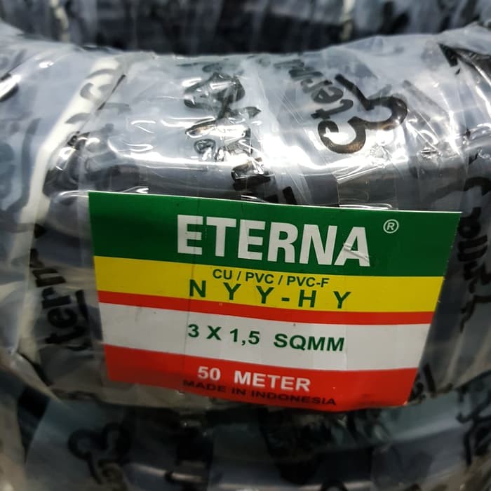 Kabel Eterna NYYHY 3x1,5 @50m 3x1.5 hitam serabut