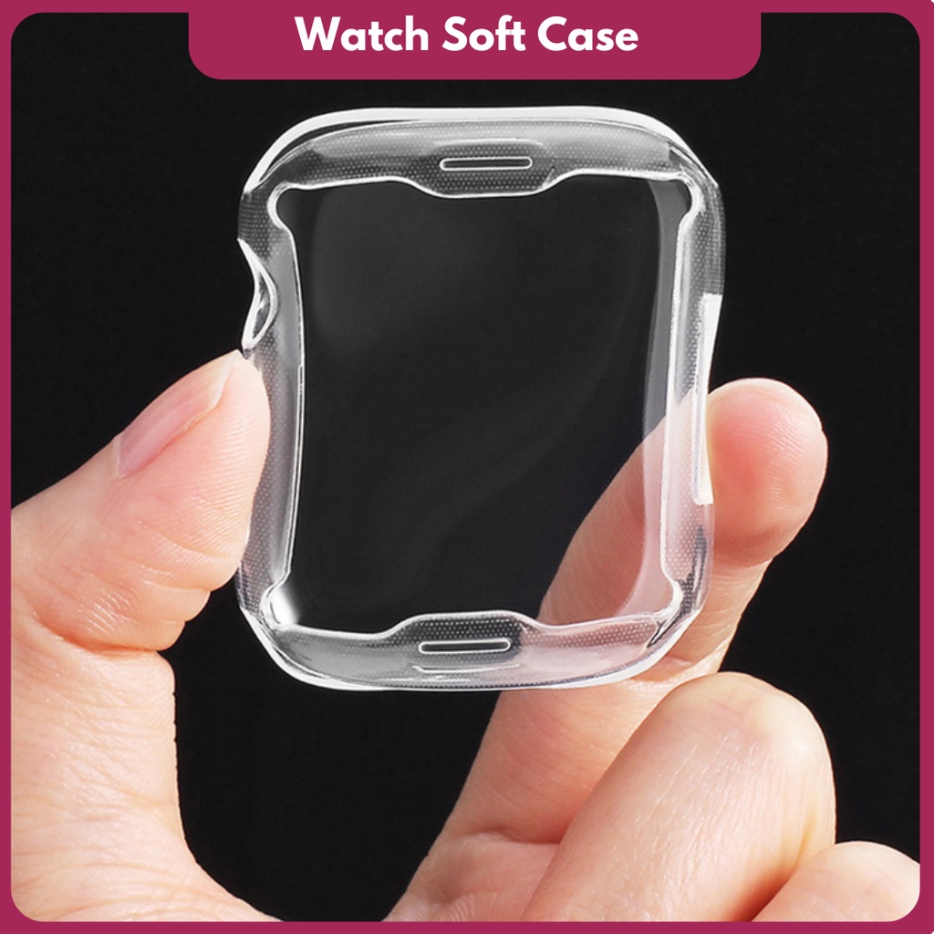 Soft Case untuk watch Series 7 6 SE 5 4 3 2 1 42mm 44mm 45mm Clear Protector Watch Cover  Bumper iWatch 38mm 40mm 41mm Softcase Jam Full Screen