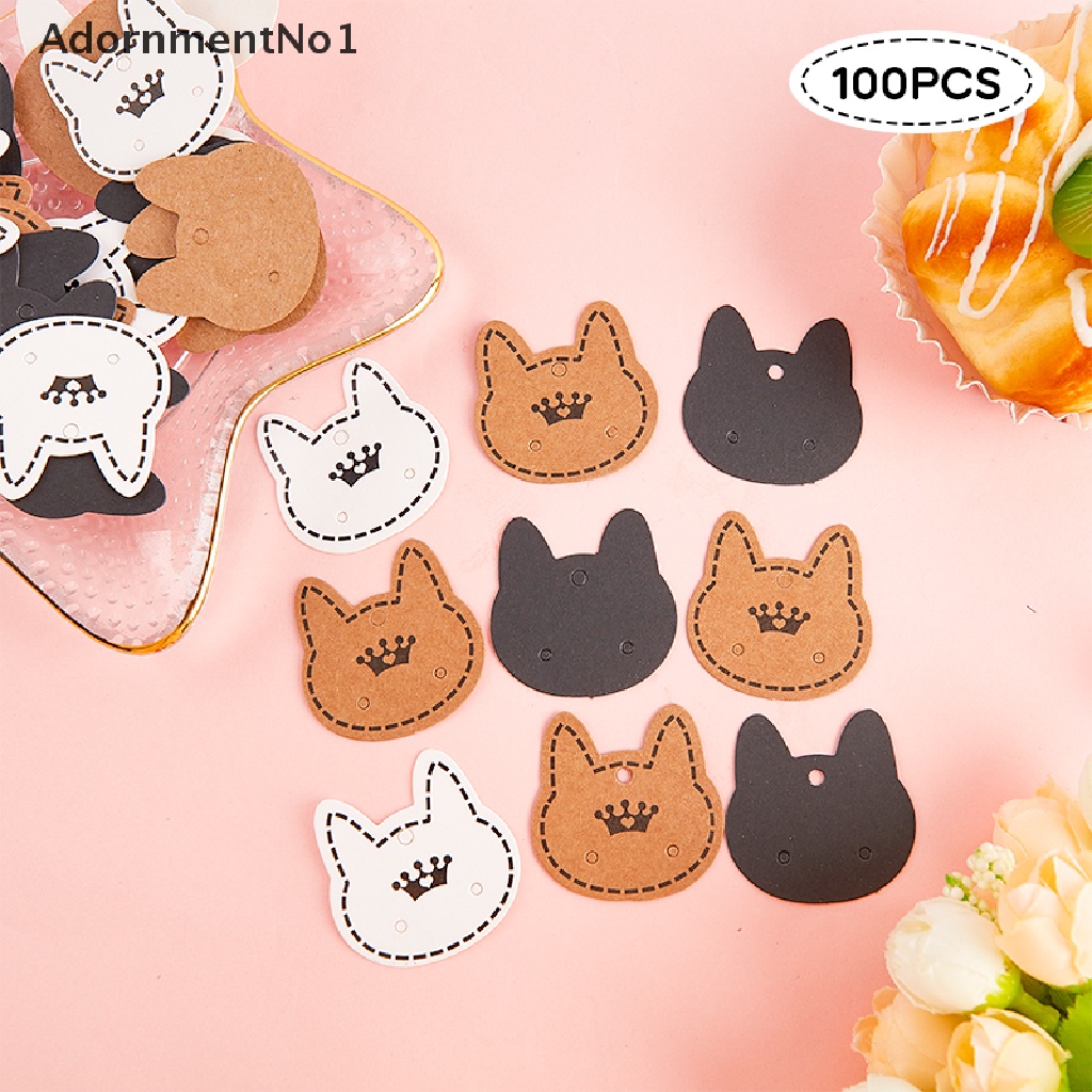 (AdornmentNo1) 100pcs / Set Kartu Tag Harga Motif Kucing Untuk Display Perhiasan