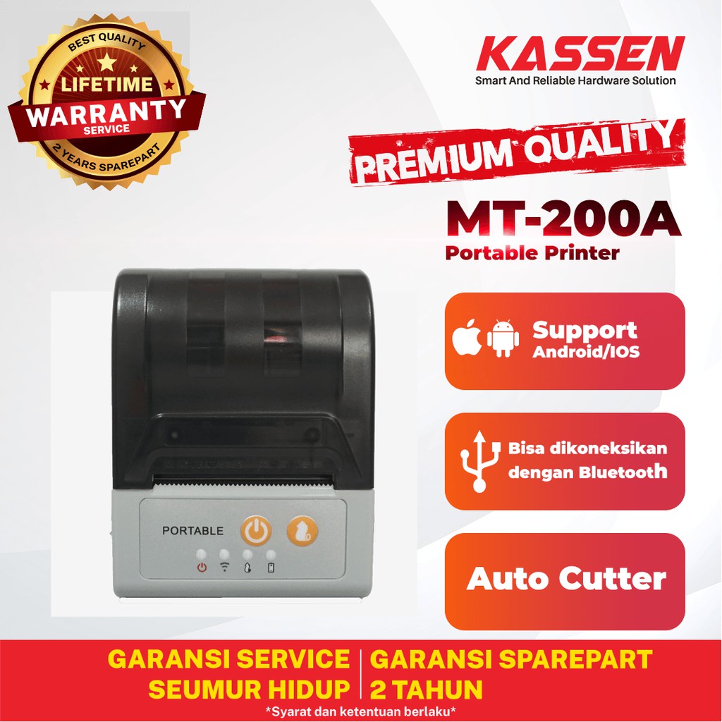 Mobile Printer Thermal Kasir 58mm Support Autocutter Kassen MT200 A
