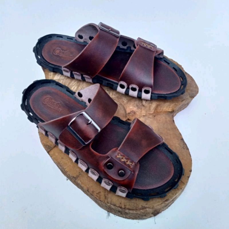 Sandal pria kulit asli 100% Sandal casual pria kulit asli