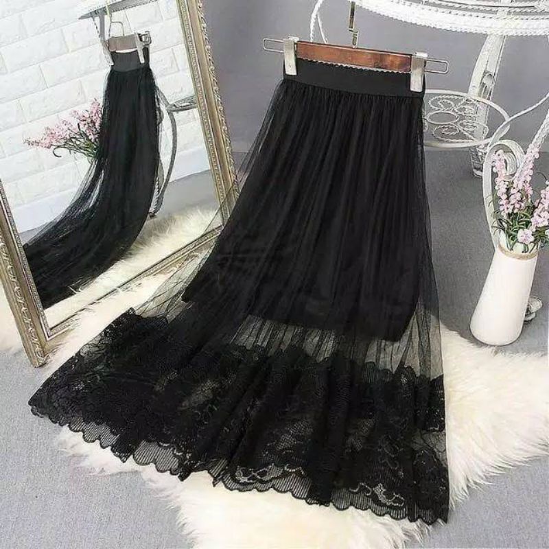 Rok Tutu Renda Dewasa Panjang / Rok tutu renda bawah dewasa import