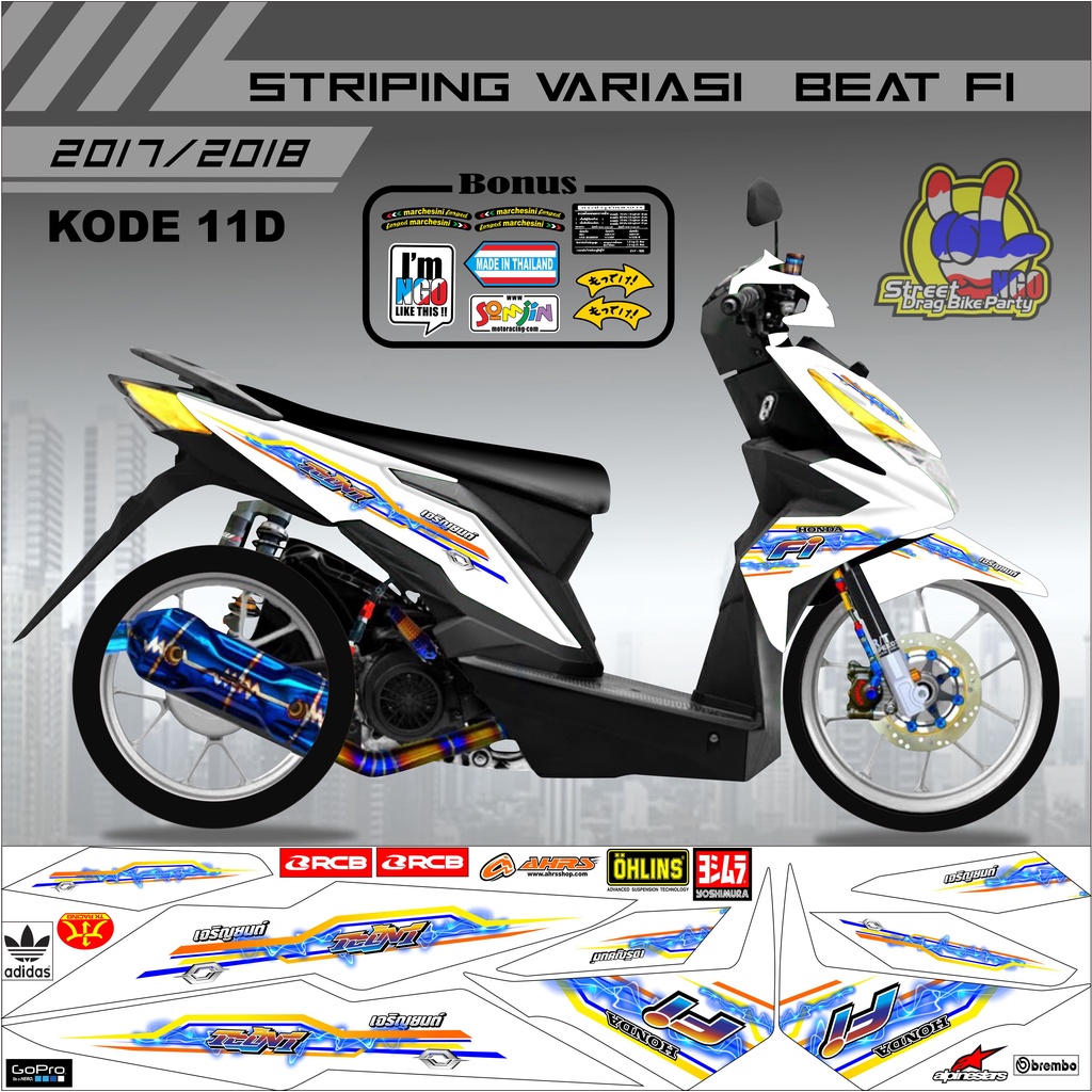 Striping Beat 2017-2019 Variasi Stiker Motor Beat Kode 11