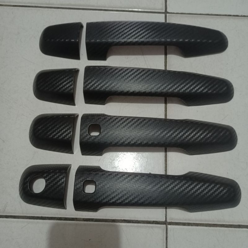 Cover handle Hitam motif carbon all new Pajero sport