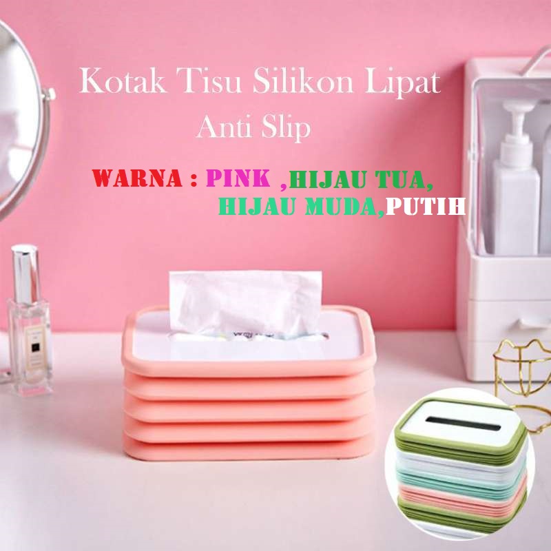 Kotak Tissue Silicone | Kotak tissue box Tempat Tisu Silikon anti pecah anti slip murah dan berkualitas warna warni (RANDOM)