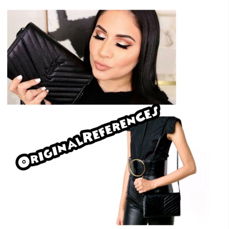 tas selempang YvesSaintLaurent Envelope Monogram Matelasse So Black  Chain SS20