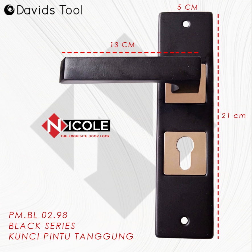 Kunci Pintu Set Handel Rumah Gagang Pegangan Hendel Handle Slot NCL 02 Hitam Tanggung