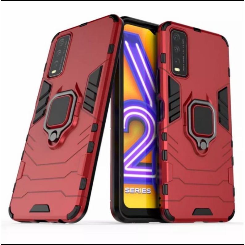Casing  Vivo Y20 Y20i Y20s Y12s  Iron Ring Robot Soft Case Red