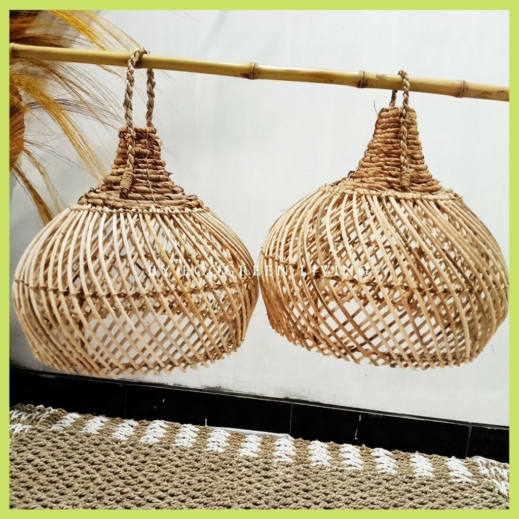 LAMPION ROTAN / LAMPSHADE / KAP LAMPU RUSTIC MATERIAL RATTAN