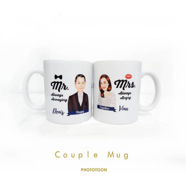 MUG COUPLE / CUSTOM MUG / MUG ILUSTRASI / KADO NIKAH / ANNIVERSARY