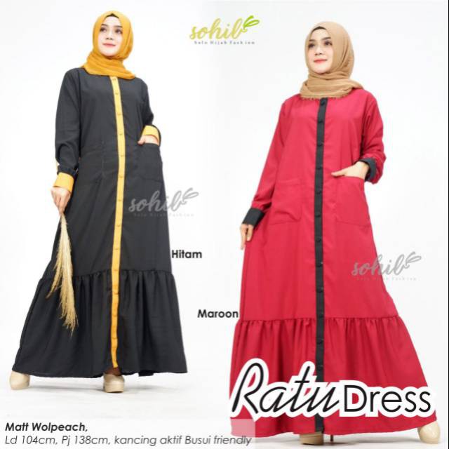 Gamis Ratu Ori Sohib Longdress Maxi Material Wolpeach Premium