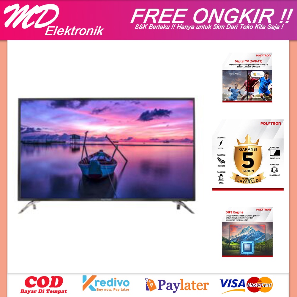 DIGITAL TV POLYTRON 43 INCH PLD43V1853 KHUSUS BANDUNG & JAWABARAT