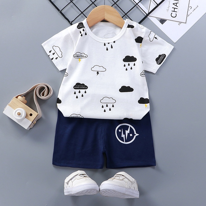 Maminity - Setelan Baju Anak Bayi Perempuan dan Laki Laki Lengan Pendek Umur 0 - 5 tahun