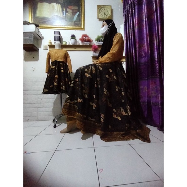 baju gamis brokat kombi batik couple anak/ jahit baju sesuai permintaan.