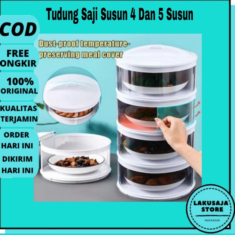 Rak penyimpanan makanan tudung saji susun Tudung Saji Susun 4 Dan 5 Susun PUTIH TRANSPARAN MURAH