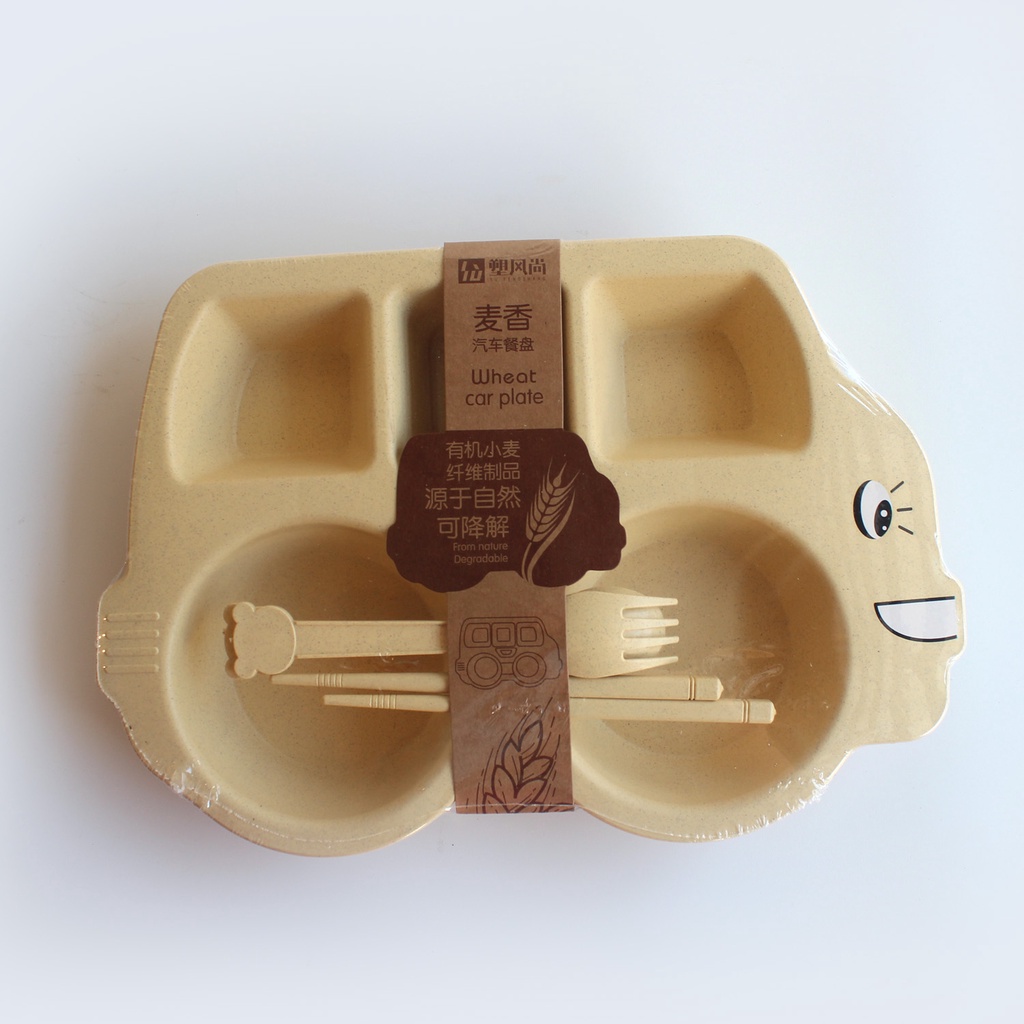 SET Tempat Makan Anak Gambar Bus Mobil Piring Makan Bayi Perlengkapan Makan Anak Lucu SET Tableware Anak Murah Import