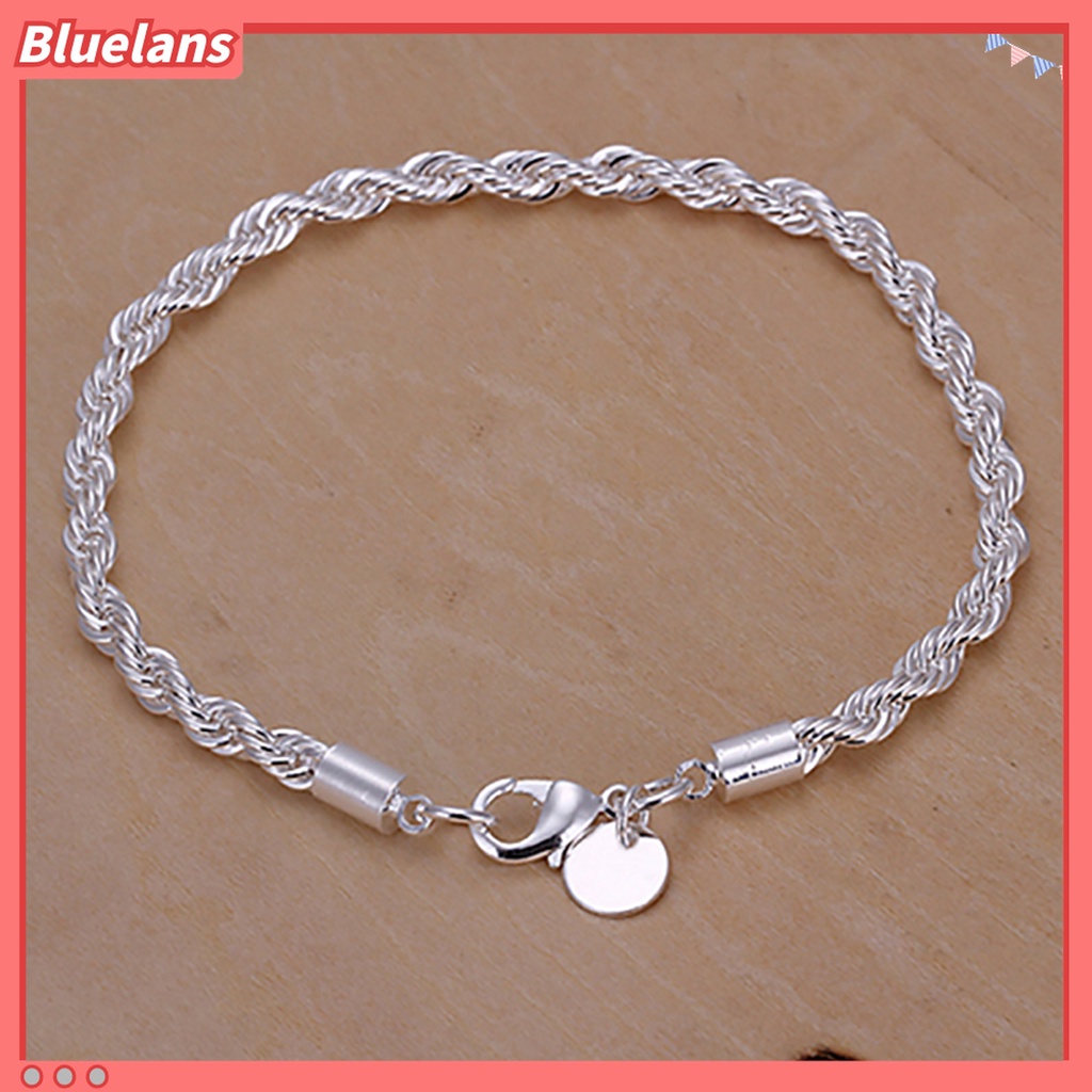 Gelang Rantai Lapis Silver Model Twisted Gaya Elegan Untuk Wanita