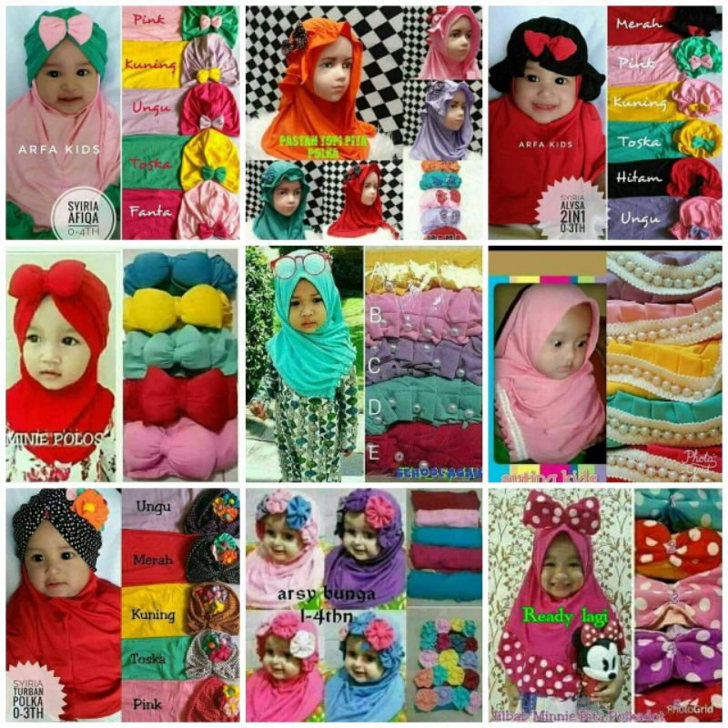 JILBAB BAYI sampai 18 bulan MODEL TURBAN JILBAB BANDO TOPI dll