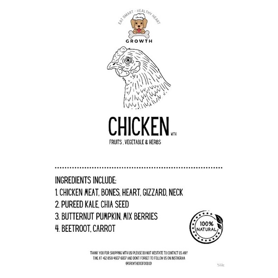 

Raw dogfood Chicken 500g