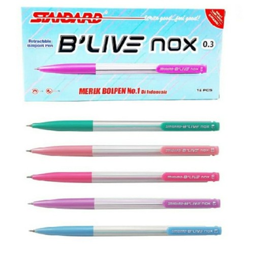 Gel Pen Standard B'LIVE NOX 0.3 Pulpen Pena Bolpen STANDARD BLIVE NOX Warna Hitam