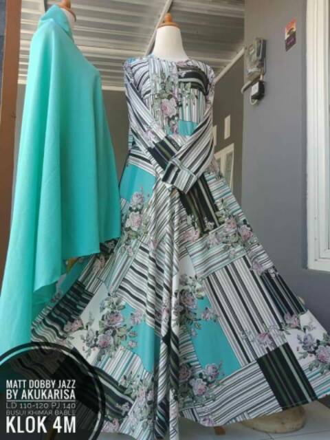 gamis plus khimar crepe Gamis LD 120 PB 137 oke punya bahannya dobby jazz
