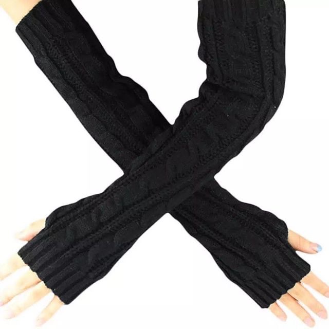 IMPORT Glove Fingerless Long Sarung tangan panjang rajut wool sunscreen winter musim dingin