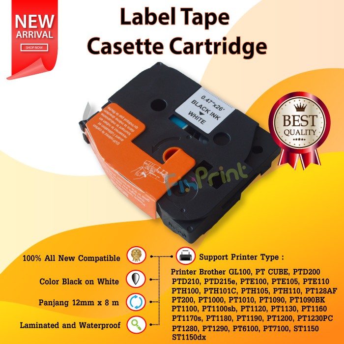 Brother Label Tape TZE-231 12MM Tze231 Printer GL100, PT CUBE, PTD200