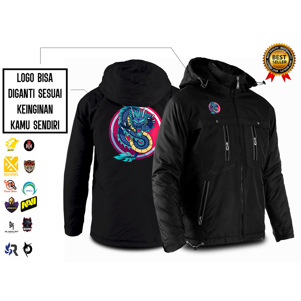 Jaket Pria - Jaket Parasit Dragon Naga Outdoor Waterproof untuk Remaja Dewasa Bahan Taslan -  Gambar