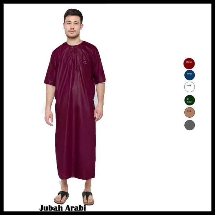 Jcfashion Jubah Muslim Arabi Hijau Botol - Krem, S