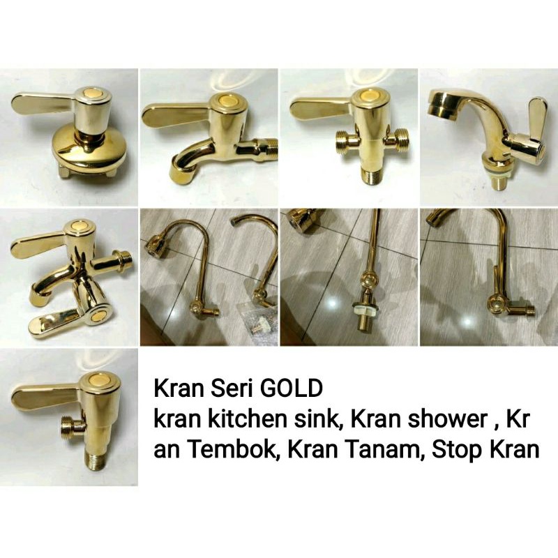 Kran Dapur Flexibel Gold/Emas/Kran Tembok Gold/Kran Shower Gold/Kran Seri Gold