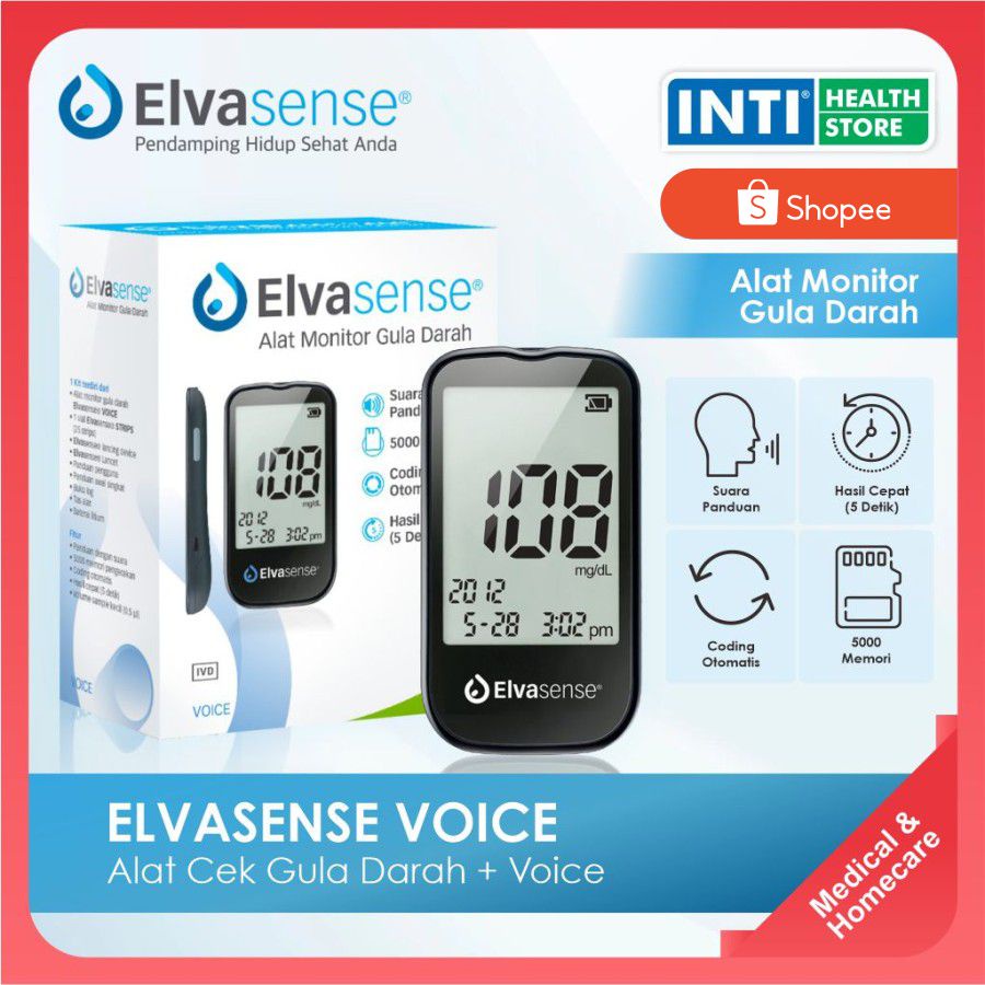 Elvasense | Alat Cek Gula Darah + Voice | Elvasense Voice