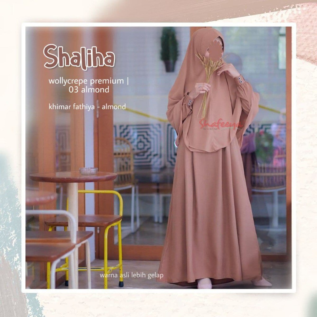 Gamis Polos Simple Dress Mat. Wollycrepe Premium Kupnat Shaliha Ori by Shafeeya