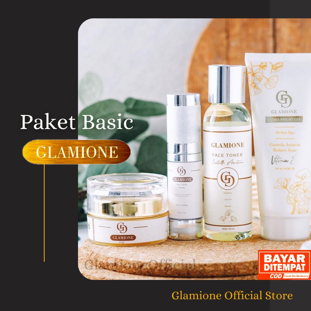 Paket Perawatan Wajah Glowing White Glamione Skincare Pemutih Permanen SPF 35 BPOM