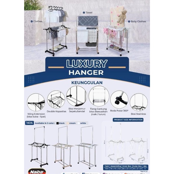 Luxury Hanger Naiba/Jemuran Baju Besi