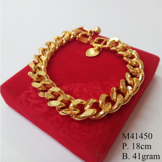 [BAYAR DITEMPAT] Gelang Tangan Rantai Sisik Naga Tebal Lapis Emas 24karat Ukuran Besar Anti Karat