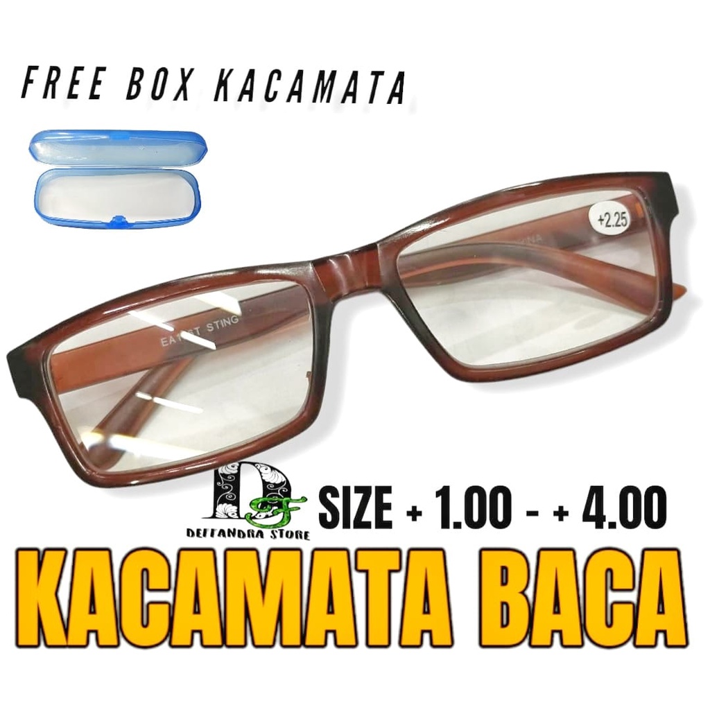 Kacamata Baca (Plus), Lensa +1 s/d +4, Sangat Ringan dan Lentur