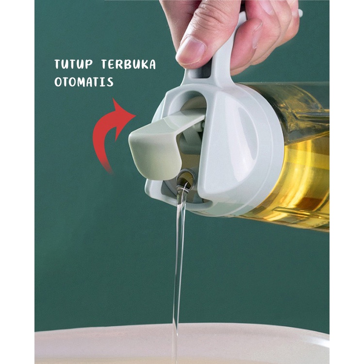 HOVELSHOP Botol Minyak Goreng Buka Tutup Otomatis Tempat Penyimpanan Kecap Syrup Oil Pot