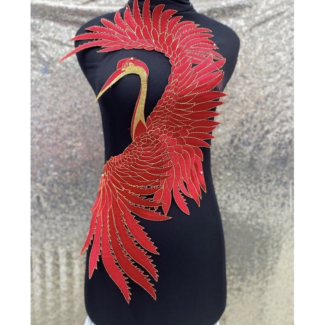 renda tempel, lace bordir burung, tempelan motif burung