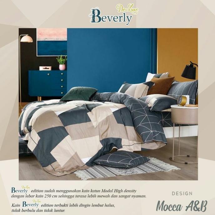 SPREI DAN BEDCOVER ALL SIZE BAHAN KATUN BEVERLY MOTIF MOCCA VF125SDVE