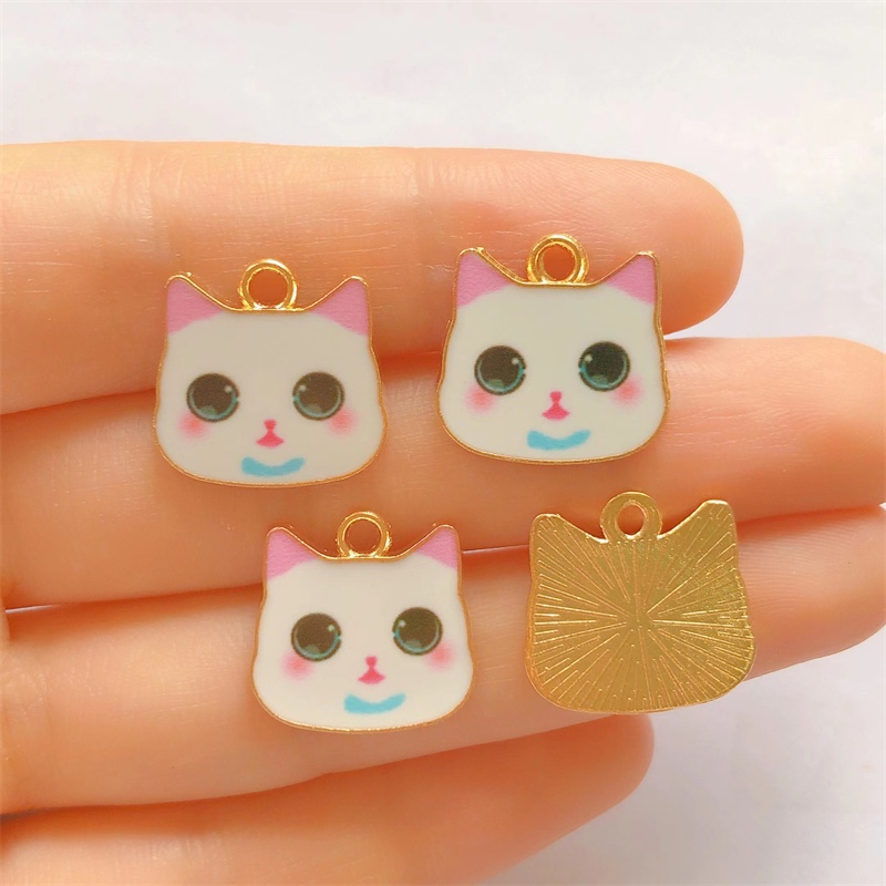 4pcs Charms Liontin Kalung / Gelang DIY Bentuk Kucing Bahan Metal