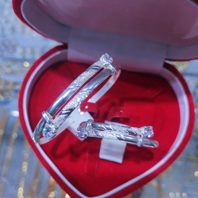 Gelang Perak Asli Couple Anak Dan Ibu / Kakak Model Geseran Antikarat