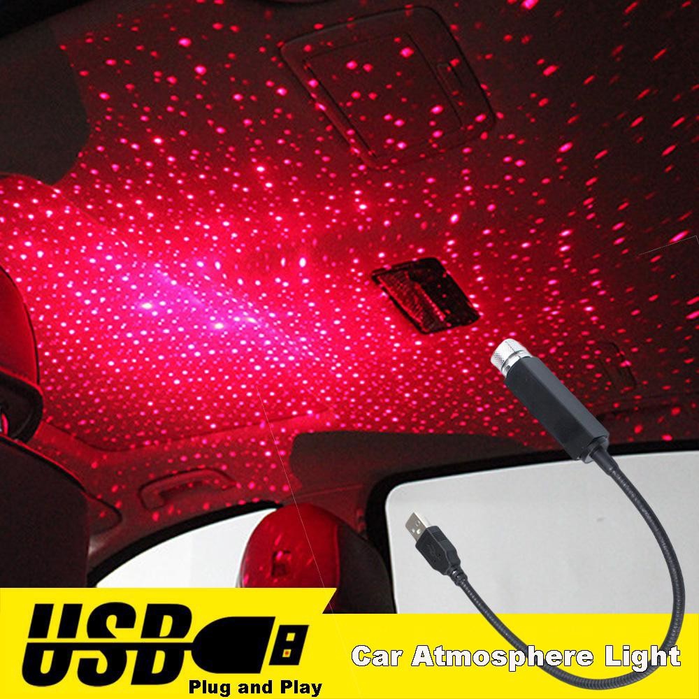 Romantic LED Car Roof Star Night Light Projector Atmosphere Galaxy Lamp USB Decorative Lamp Adjustable Car Interior Decor Light