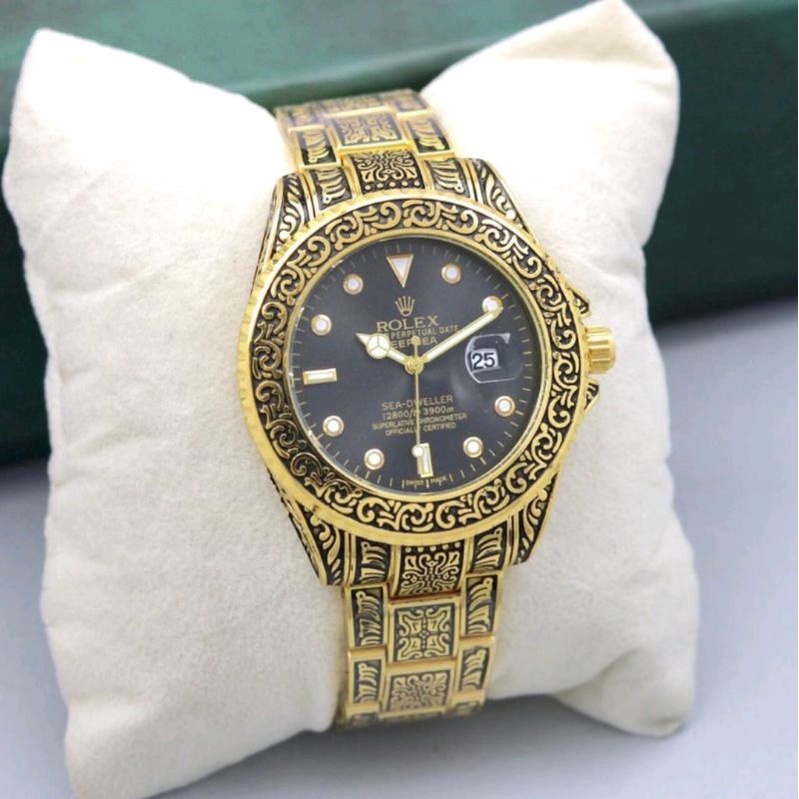 Jam tangan fashion pria rolex batik ukur YK-2021SUX rantai tanggal aktif diameter 4,5cm